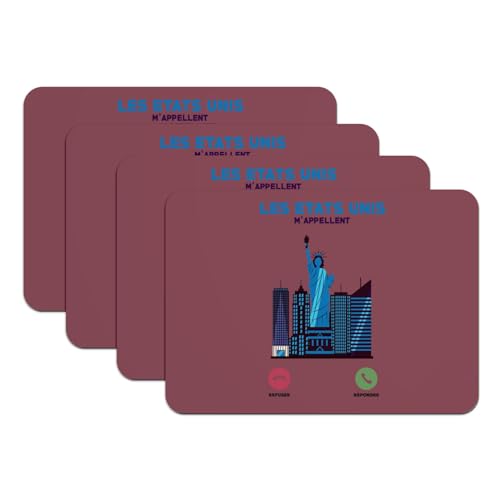 Sets de table New York antidérapants lavables grand format rouge x4