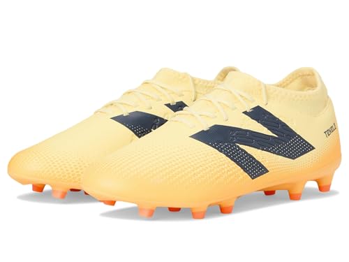 New Balance Unisex Tekela Magique FG V4+ Soccer Shoe, Parchment/Clementine/Hot Mango, 5 Wide US Men