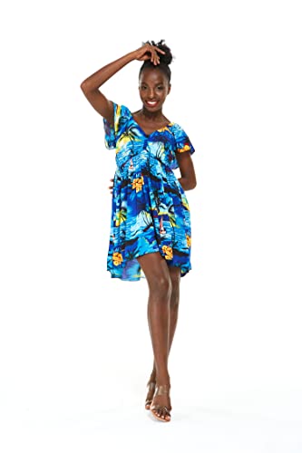 Image of Hawaii Hangover Family Matching Hawaiian Clothes, Sunset Blue | Family matching Hawaiian outfits, Sunset Blue, lightweight rayon, machine washable, tropical print, luaus, cruises