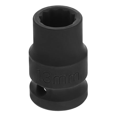 Image of HARFINGTON 1 /2 inch Drive x 13mm Shallow Impact Socket 12-Point Metric CR-V Steel Spindle Nut Impact Flip Sleeve for Home Auto Nuts Bolts Repair