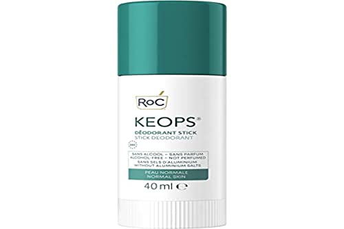 RoC - Desodorante KEOPS Stick - Antitranspirante - Eficacia 24 horas - Sin alcohol y sin perfume - Sin sales de aluminio - Piel normal - 40 ml