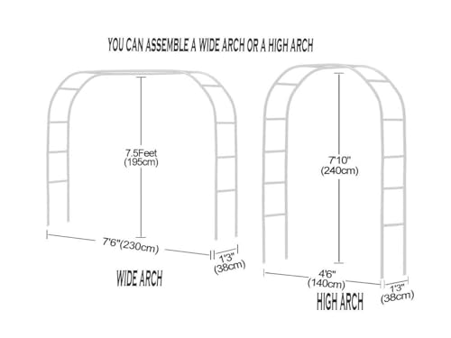 image for Adorox Metal Garden Arch Trellis for Climbing Plants 7.8ft Outdoor Arc