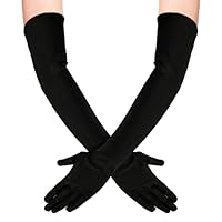 Lange Handschuhe Damen Schwarz, Federboa, 1920er Abendhandschuhe für Halloween Party Kostüm