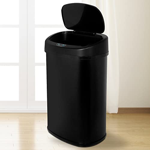 Caneca de basura automática 50L acero inoxidable negro