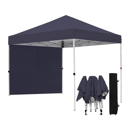 Northroad Toldo desplegable de 10 x 10 pies, refugio para exteriores con 3 paredes laterales, bolsa de transporte con ruedas, 4 cuerdas, 8 estacas para patio, terraza, jardín, playa (gris oscuro)