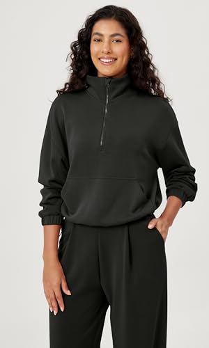 ODODOS Women's Modal Soft Cinchable Sweatshirts Half Zipper Funnel Neck Oversize Pullover with Pockets4