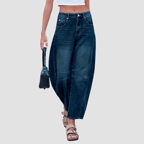 Barrel Jeans Women High Waisted Wide Leg Cropped Jeans Trendy Denim Ankle Pants Y2k Boyfriend Mom Cowgirl Outfits2