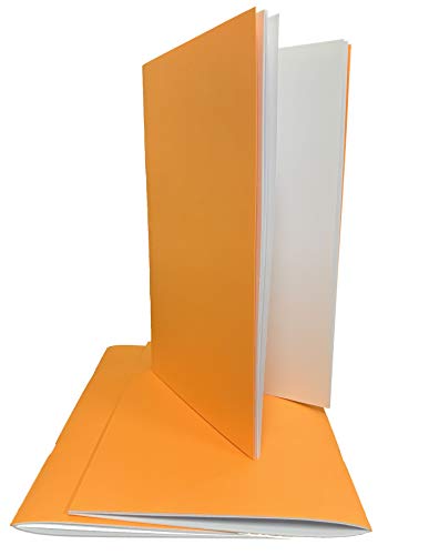 Bulk Coloring Books | Blank Books with Bright ORANGE HUE Cover - 32 pages Unruled Unlined Premium White Paper 8.5x5.5 - Make your own books: Sketch, Doodle, Write Story, Create Journal (10 books)