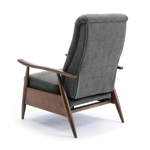 Sillón reclinable moderno gris oscuro con brazos de madera miniatura 7
