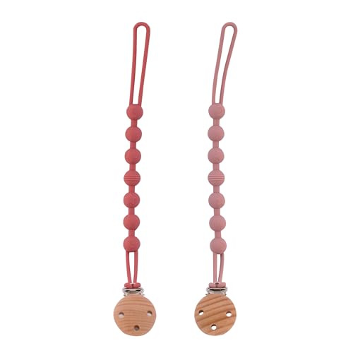ADEGO 2 Pezzi Catenelle Portaciuccio in Silicone - Portaciuccio Monopezzo per Bambini e Bambine - Set Catenelle per...