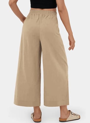 EVALESS Women's Wide Leg Palazzo Pants Elastic High Waisted Trousers Work Suit Pants with Pockets3