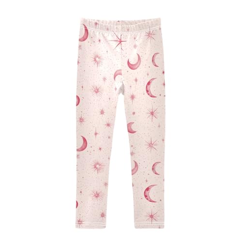 Pink Star Moon Girls Leggings Soft Stretch Workout Yoga Dance Pants for Kids Casual Tights