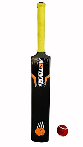 Image of Cricket Set with Golden Plastic Bat for Outdoor Sports Tournament, Gully Matches & Practices, Hard Plastic Cricket Kit for Men, Women, Boys & Girls