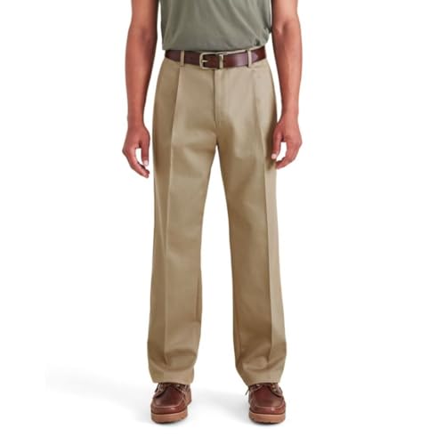 Dockers Men's Signature Khaki Relaxed Fit Iron Free with Stain Defender Pants-Pleated