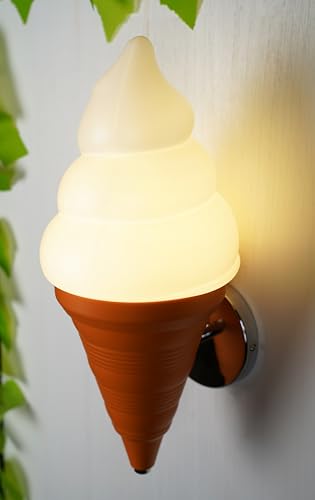 Image of Cute Ice Cream Cones Wall Sconce, Plastic Wall Light, Modern Children's Room Lighting for Children's Room Cafe in Orange