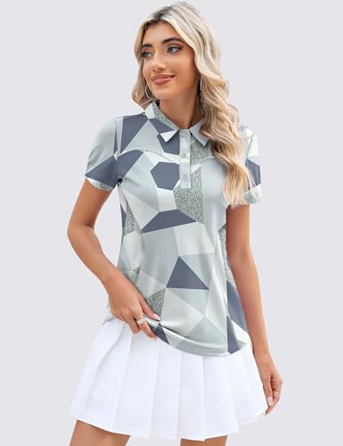 Image of TFSDOD Womens Golf Polo Shirts Collared Short Sleeve T Shirt Lightweight Moisture Wicking Polo Casual 3 Buttons Outfits
