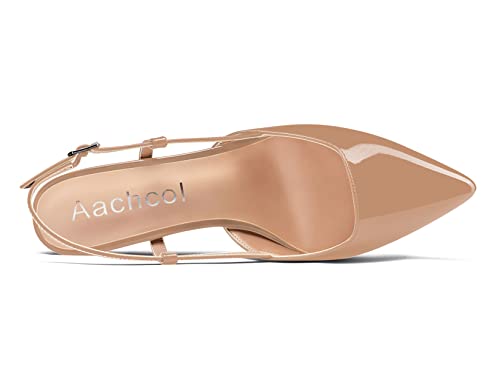 Aachcol Women Slingback Pumps Low Kitten Heel Close Pointed Toe Ankle Strap Slip-on shoes1.5 Inch4