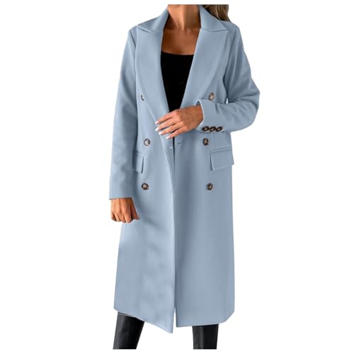 Manteau en laine synthétique femme chic : trench long fin et élégant avec une ceinture