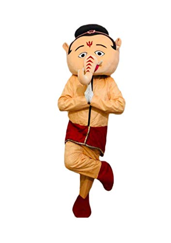 Image of BookMyCostume Polyester Buy My Friend Ganesha Cartoon Mascot Costume For Theme Birthday Party & Events|Adults|Full Size Adults,Multicolor
