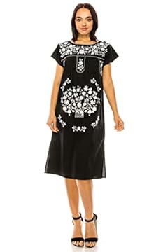 black dress white embroidery