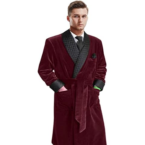 Apornipal Men's Long Velvet Smoking Jacket Cover