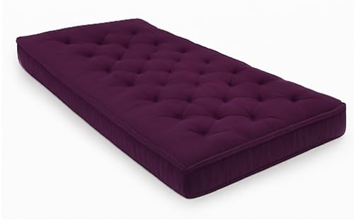 Image of ATOOTFUSION Cotton Floor Mattress, 4 inch Thick Tufted Cushion, 72 x 30 inch, Foldable, Rollable Light Weight Cotton Mattress (Purple)