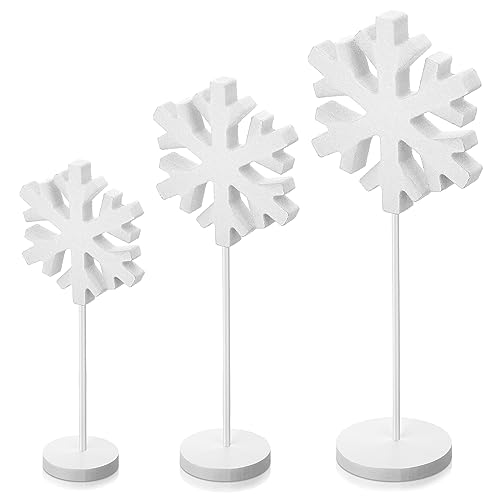 Spiareal 3 Pcs Standing Wooden Snowflakes Block...