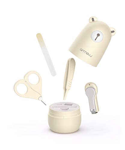 Image of ARRNEW 4-in-1 Baby Nail Kit |Baby Nail Clippers Set, Baby Nail File, Baby Nail Scissors & Tweezers | Nail Care Kit for Newborn, Toddler, Kids and Gift for New Moms and Baby Registration (Yellow Bear)