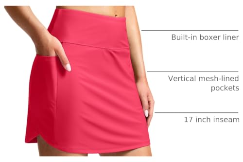 Image of SANTINY Women's 17'' Long Swim Skirt with Pockets High Waisted Modest Tummy Control Swimsuit Skirt Bathing Suit Bottoms