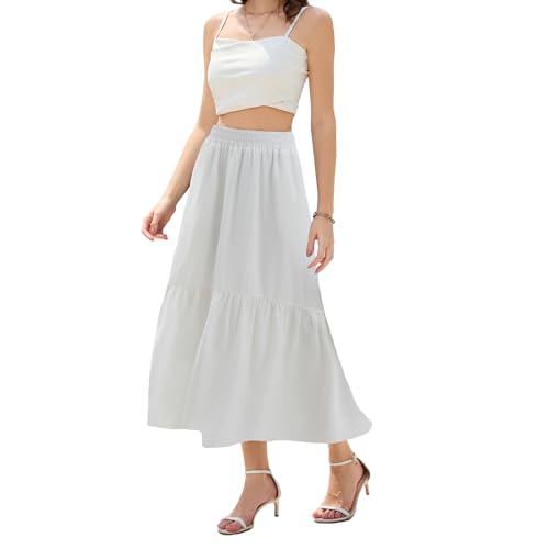 Maxi Skirts for Women with Pockets Long Midi Length Casual Skirt for Holiday