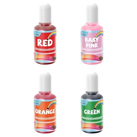 Cakestar Oil based Food Coloring, 4 Colors Vegan Food Coloring Set, Food Dye for Baking, Cake Decorating, Cookie, chocolate, Easter Egg, Icing, Fondant, Candy, Food Grade Slime Making DIY Supplies Kit - 0.53 Fl. Oz (15 g)/Bottles Cover