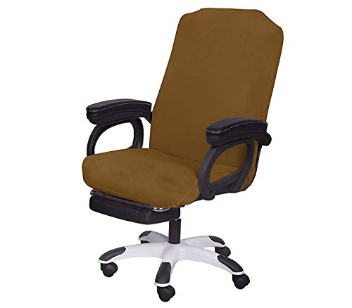 SARAFLORA Office Chair Cover - Medium, Khaki - Removable Computer Cover With Zipper for Universal Rotating Desk Chair - Washable Seat Protector for Pets