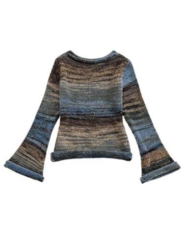 warm sweaters for women Long Sleeve Stripe Sleeve Knit Warm Blouse For