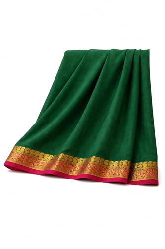 Image of Anushka Fashions Semi Mysore Crepe Silk Saree with 2D Pattern, Contrast Border, Rich Pallu & Blouse Piece Included, Lightweight Ethnic Wear for Festive, Party & Traditional Occasions