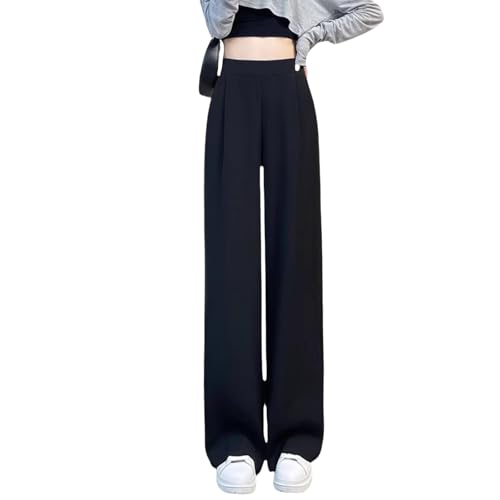 Pulisa Pants for Women, Perfect Drape High Rise Pull-On Stretch Pants, Ice Silk Elastic Waist Wide-Leg Ankle Trousers