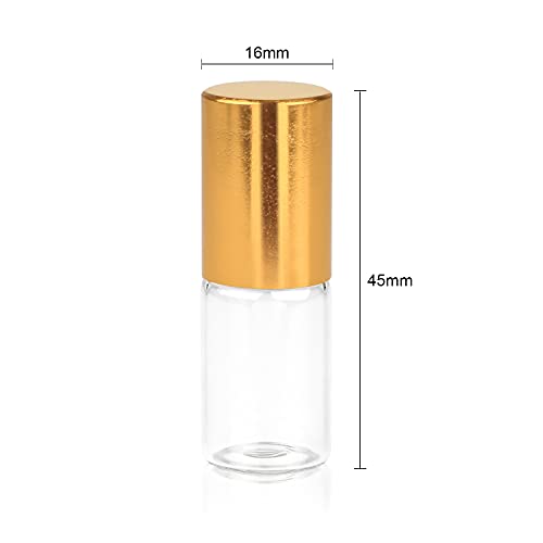 3ml Roller Bottles 20 Pcs Clear Glass Roll on Bottles Refillable Essential Oil Perfume Rollerball Bottles Container vial (gold cap)4
