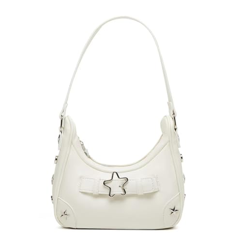 Cute Y2k Purse, HandBag Star Pattern Y2k Accessories for Women 90s Mini Vintage Bag (White)