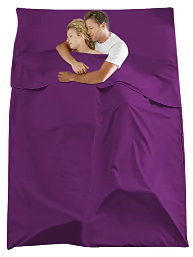 Sleeping Bag Liner Camping Travel Home Bed Sheet Lightweight Breathable Hotel Compact Sacks (Purple, 45.382.7in)