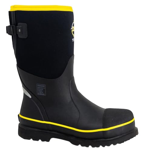 Dryshod Brute Mid Gusset Steel Toe Work Safety Boots|Waterproof | Slip Resistant | Rubber | Black | Size 12