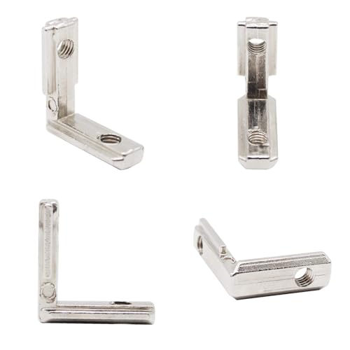 Image of 24pcs 2020 Aluminum Extrusion Connector Corner Bracket Joining 2020 Hardware T-Slotted Accessories V-Slot with Screws for 8020 Aluminum Profile 3D Printer Frame Spare Parts Silver