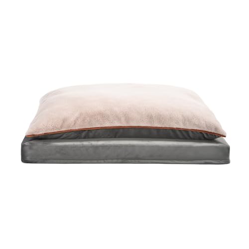 Image of Amazon Basics Dog Bed with Cooling Gel Memory Foam, Pressure-Relief Support for Dogs up to 50lbs, Non-Slip Bottom, Machine Washable Cover, Large Sized (36 inch x 27 inch), Grey
