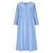 Cotton Linen Casual Dress for Women 3/4 Sleeve V Neck Button Loose Fit Dress Business Casual Fashion Midi Dresses S-2XL Blue