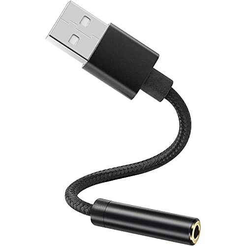 Pasow USB to 3.5mm Jack Audio Adapter, USB to Headphone Jack Adapter Cable with TRRS 4-Pole Mic-Supported, External Stereo Sound Card for Headphone, Mac, PS4, PC, Laptop, Desktops