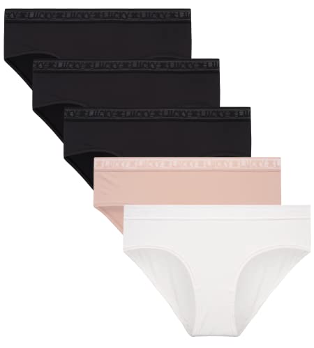 Lucky Brand Women's Underwear - 5 Pack Microfiber Hipster Briefs (S-XL)
