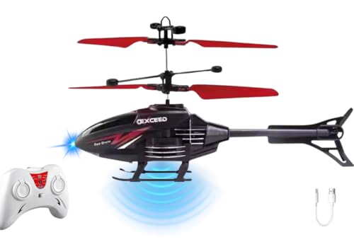 Image of RC Helicopter with Hand Gravity Sensor for Kids Flying Remote Control Toy, Chargeable LED Light & Smart Safety Sensor, Indoor Outdoor Play, for Boys & Girls - Pack of 1 (