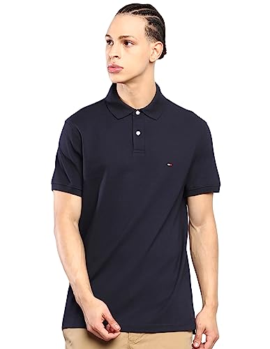 Image of Tommy Hilfiger Solid Regular fit Cotton Polo t-Shirt