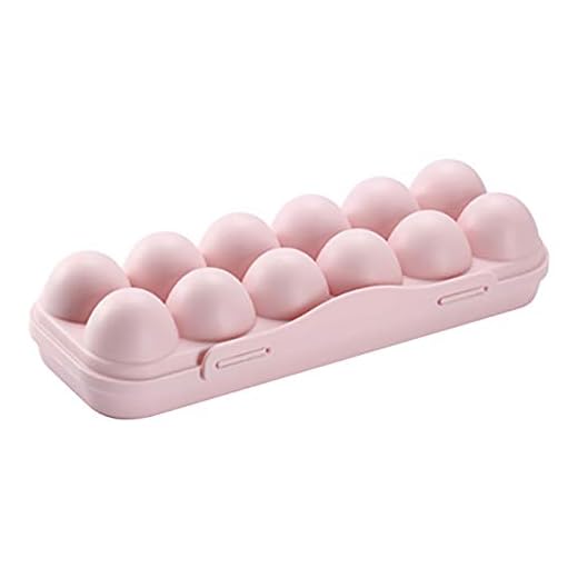 WusyStore Boîte de rangement à œufs en plastique avec couvercle pour 12 œufs, convient pour réfrigérateur, extérieur(rose)
