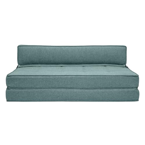 Miliboo Chauffeuse Convertible 2 Places en Tissu Vert de Gris Katy