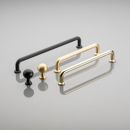 GTV - Möbelgriff NORD | Griff Griffe Möbelgriffe | Lange 14,6 cm| Bohrlochabstand 12,8 cm |ZnAl |Gold gebürstet