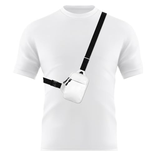 Image of Peicees Mini Crossbody Sling Bag Dual Pocket Water Resistant Running Phone Holder Chest Shoulder Bag for Men Women Travel Gym